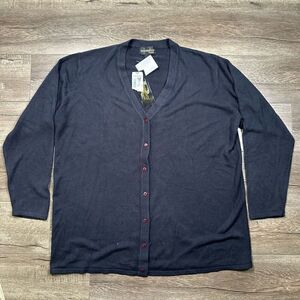 Requirements Women’s Size 2X Button Down Knit Cardigan Sweater Blue Casual NWT